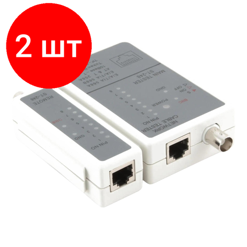 Комплект 2 штук, Тестер Cablexpert NCT-1, для RJ-45, RG-58, LAN кабельный тестер цифровой cablexpert nct 3