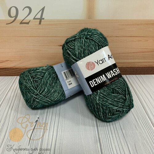 пряжа для вязания ярнарт деним вошед yarnart denim washed цвет 916 золотистый беж 50 г 130 м 80% хлопок 20 % акрил 5 мотков Пряжа для вязания ЯрнАрт Деним Вошед (YarnArt Denim Washed) цвет 924 зеленый, 50 г/130 м, 80% хлопок, 20 % акрил, 5 мотков