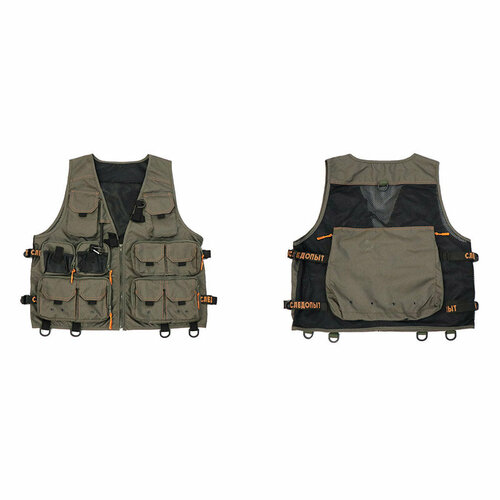 жилет следопыт fishing mesh vest l лето хаки Жилет рыболовный следопыт Fishing Mesh Vest Backpack, р. L/10/, PF-FMV-04