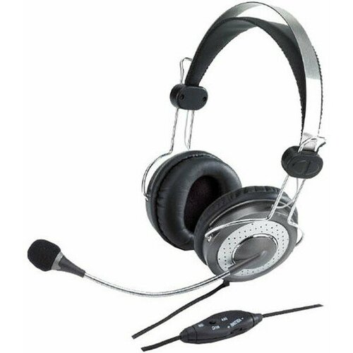 Наушники с микрофоном Genius HS-04SU серый накладные оголовье (31710045100) наушники genius headset hs 04s mini jack blue