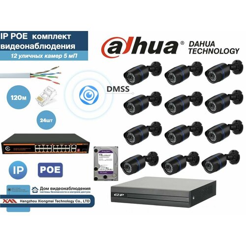 Полный готовый DAHUA комплект видеонаблюдения на 12 камер 5мП (KITD12IP100B5MP_HDD4Tb)