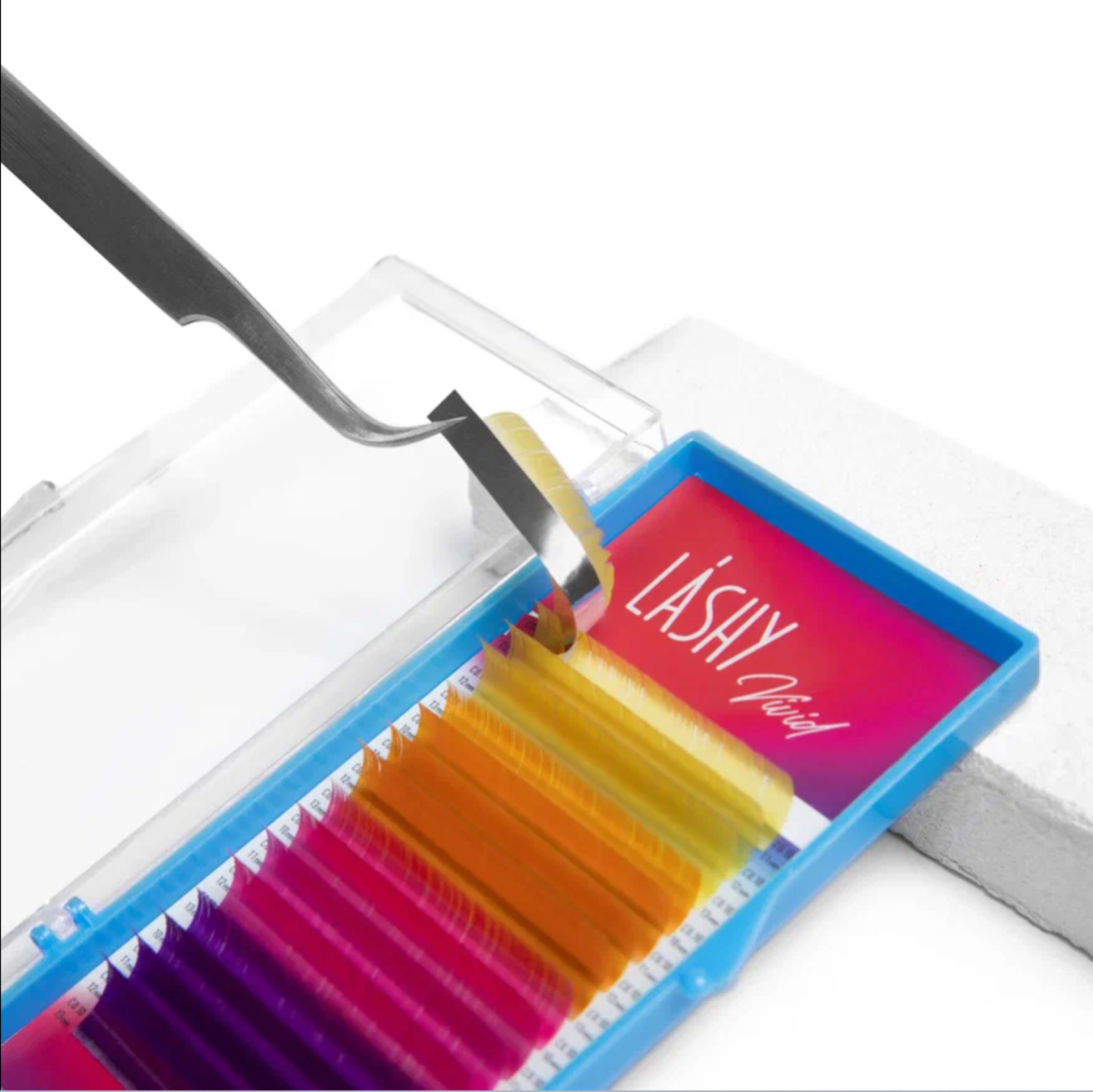 Ресницы цветные LASHY Vivid "Flame" MIX L 0.10 10-13 mm (16 линий)