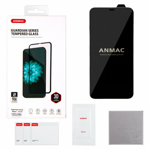 защитное стекло для iphone 11 pro max xsmax Защитное стекло iPhone 11 Pro Max черный 3D ANMAC