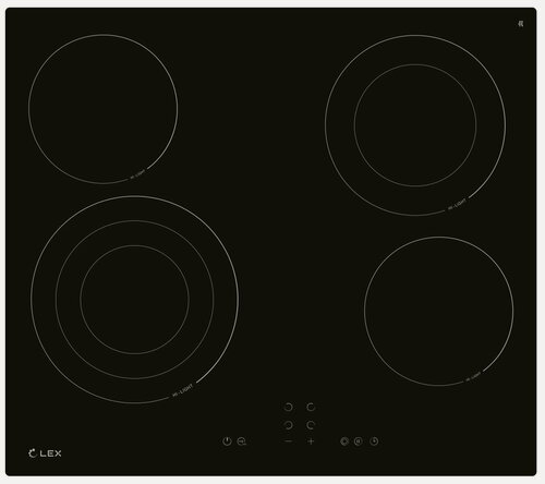 Изображение товара Электрическая варочная панель LEX EVH 642B BL 59 см, 4 конфорки стеклокерамика, черный