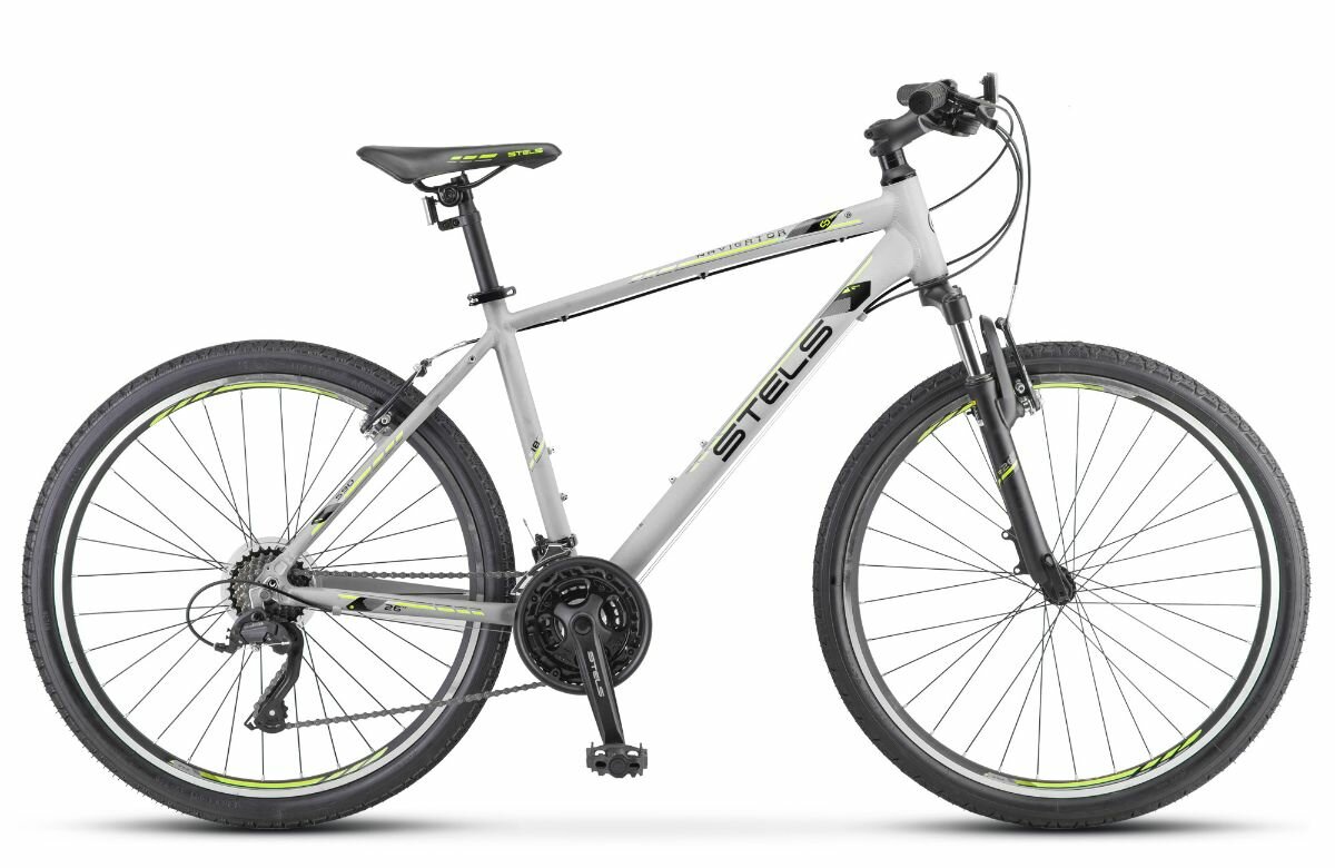 Велосипед горный STELS Navigator 590 V 26" K010, 16" серый/салатовый