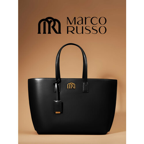 Сумка тоут Marco Russo, фактура матовая, черный