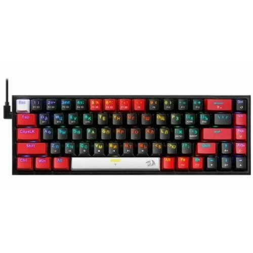 мышь redragon sniper pro m801p rgb Игровая беспроводная клавиатура REDRAGON CASTOR PRO чёрно-красная (USB, Bluetooth, 2.4G, Redragon yellow, 68 кл , RGB подсветка, 1600 мА)