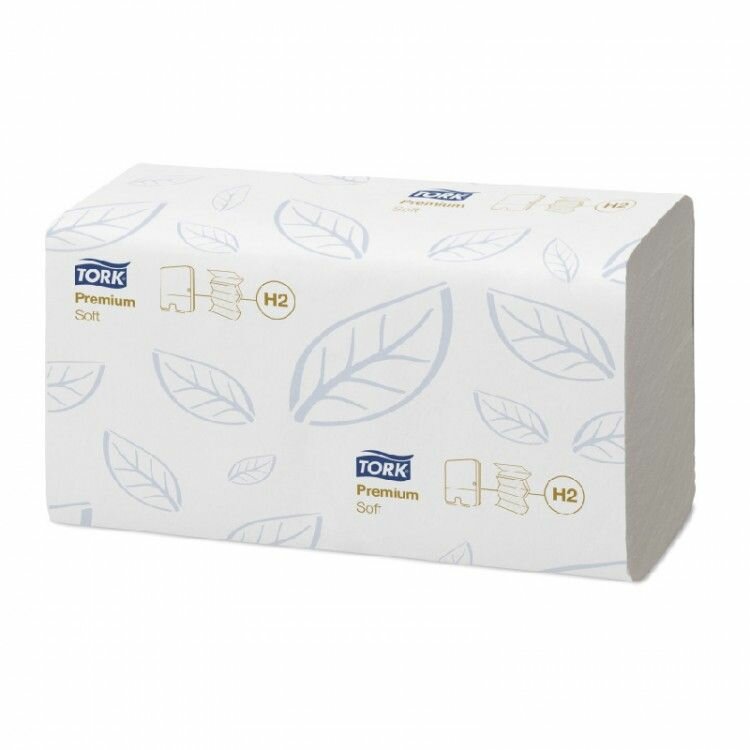 Полотенца бумажные листовые Tork Premium Multifold, система H2, 2 сл, 110 л, 1 пачка (арт: 100288)