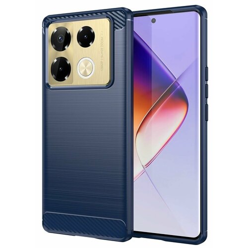 фото Чехол на infinix note 40 pro силиконовый карбон сталь синий new case