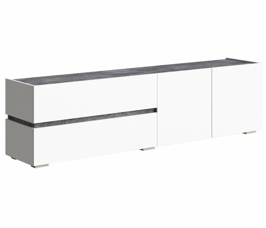 фото ТВ-тумба Woodville Атлон белый / бетон темный