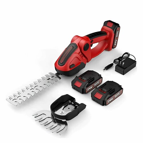 Аккумуляторный кусторез-ножницы-секатор 20см 3в1 EGP PROever RED Line 24V 2АКБ Li-Ion 2000 mAh красный, синий, черный, бирюзовый