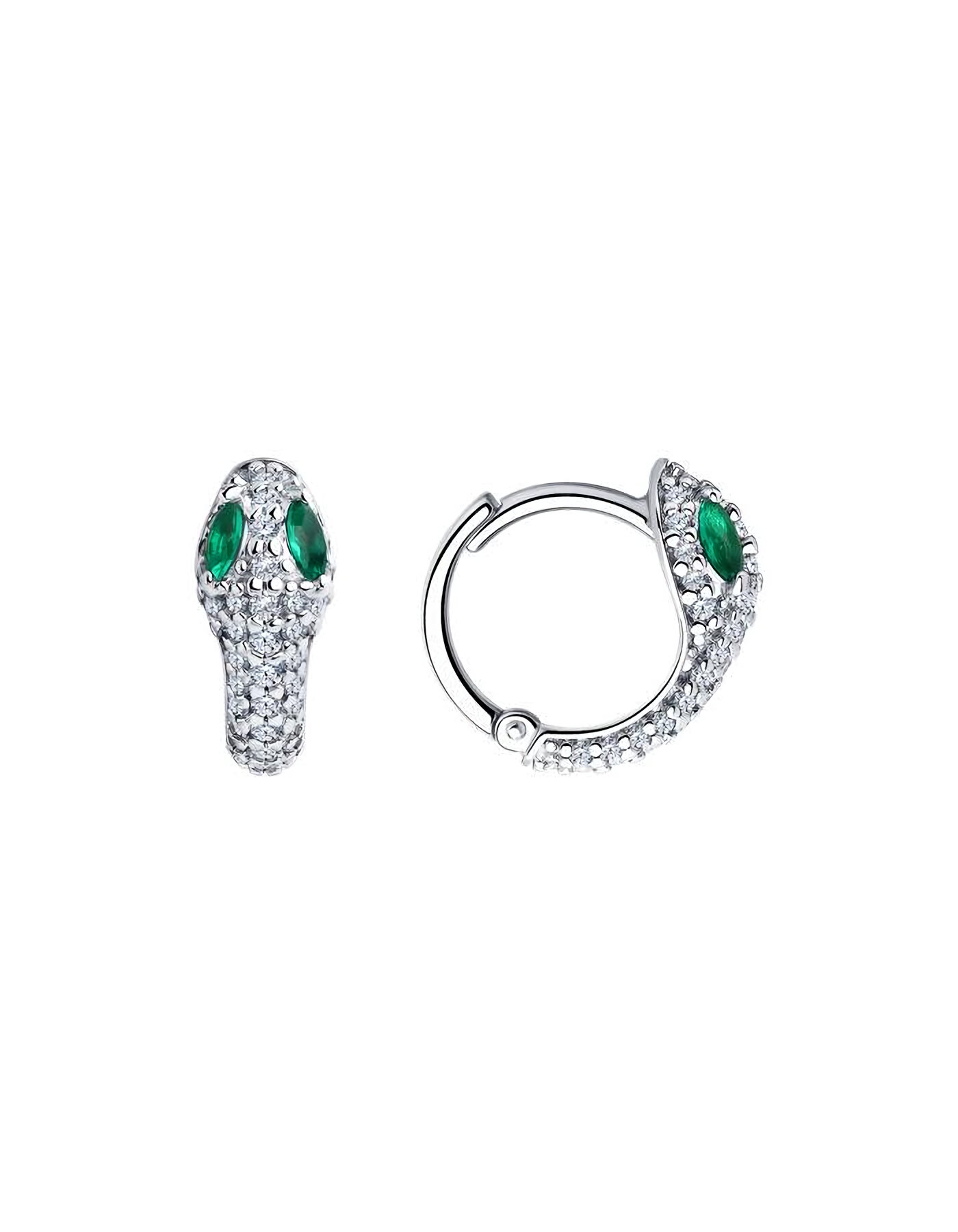 Серьги конго The Jeweller, серебро, 925 проба, родирование, фианит