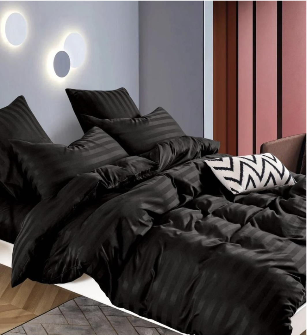 фото Комплект постельного белья WINNI Страйп, Семейный, зеленый