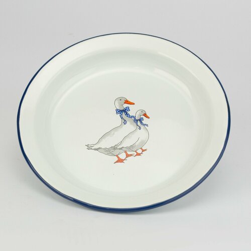 Эмалированная тарелка 20,5 см Гуси