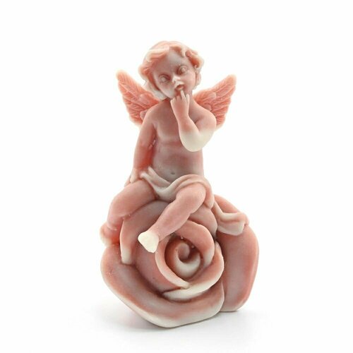Фигурка из мраморной крошки Амурчик на розе