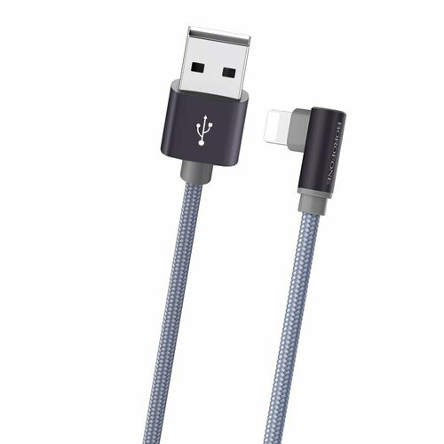 Кабель для зарядки iPhone 8pin lightning Borofone BX26 угловой серый металл 928₽