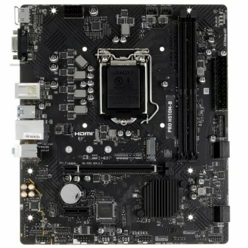 Материнская плата MSI Soc-1200 H510M-B PRO mATX 2xDDR4-2933 HDMIVGA 1xPCI-Ex16 1xPCI-Ex1 4xSATA3 1xM2 8 Ch Audio GLan 44xUSB20 22xUS 916000₽