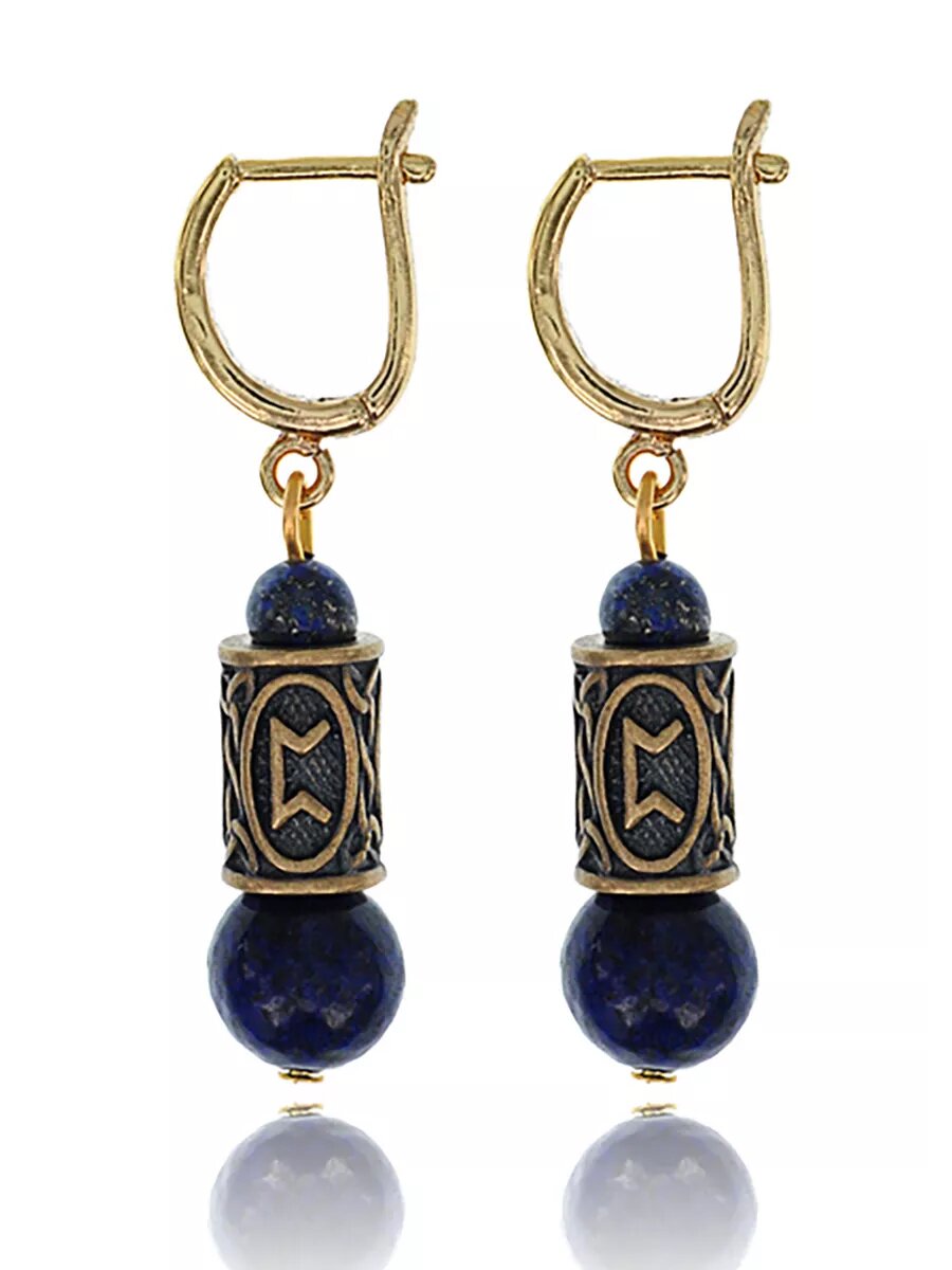 Серьги Вербица, размер 45 мм, синий