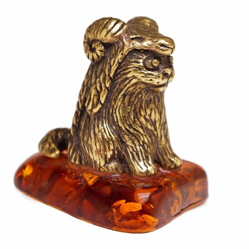 Фигурка Кот Овен (янтарь, бронза латунь) 4047 Хорошие Вещи