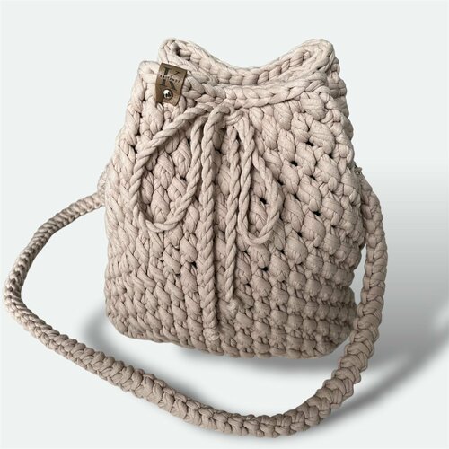 Сумка торба KNIT KNOT, фактура вязаная, айвори