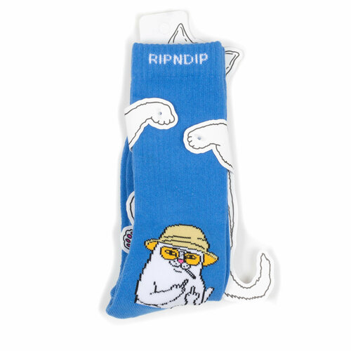 фото Носки ripndip носки с котом лордом нермалом ripndip socks, размер универсальный, желтый, белый, синий