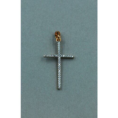 Крестик Sinotti, циркон, золотистый