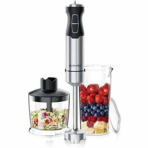 Arendo ручной блендер из нержавеющей стали мерная чашка 2 уровня скорости легкий корпус нож с 4 лезвиями легкая чистка 1000 Вт черныйсеребристый 1417600₽