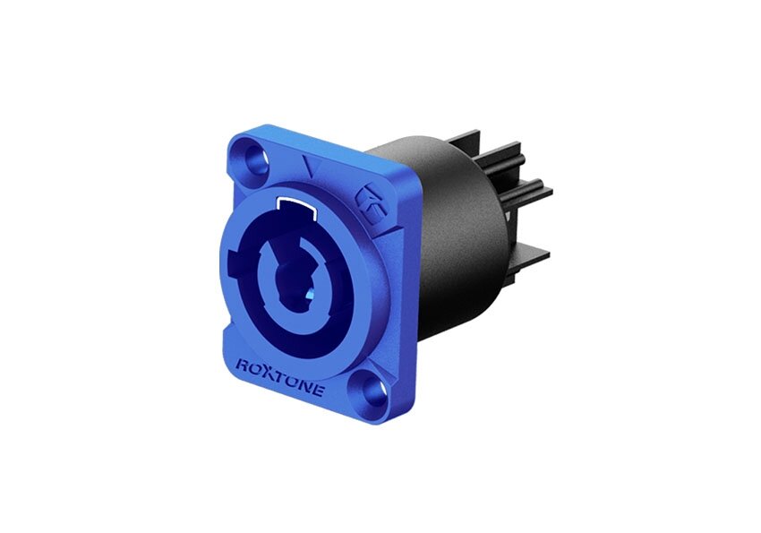 ROXTONE RAC3MPI Blue Разъем панельный типа powercon(In), Контакт: посеребрянная бронца, 3-х контактный, Цвет: синий.