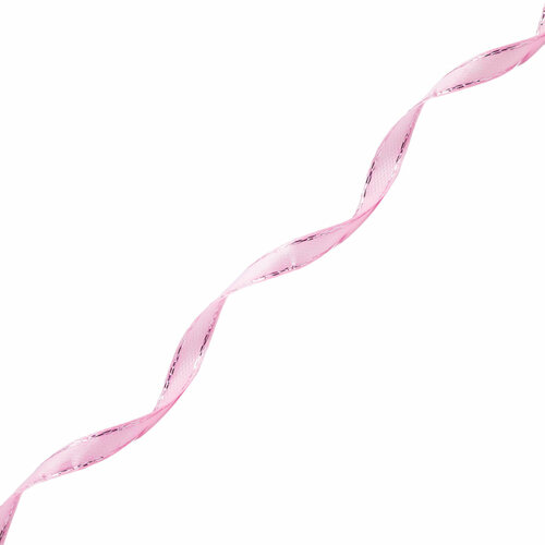 Лента атласная односторонняя с серебряной нитью цвет 43 розовый 6 мм x 2286 м арт RB-011 177₽