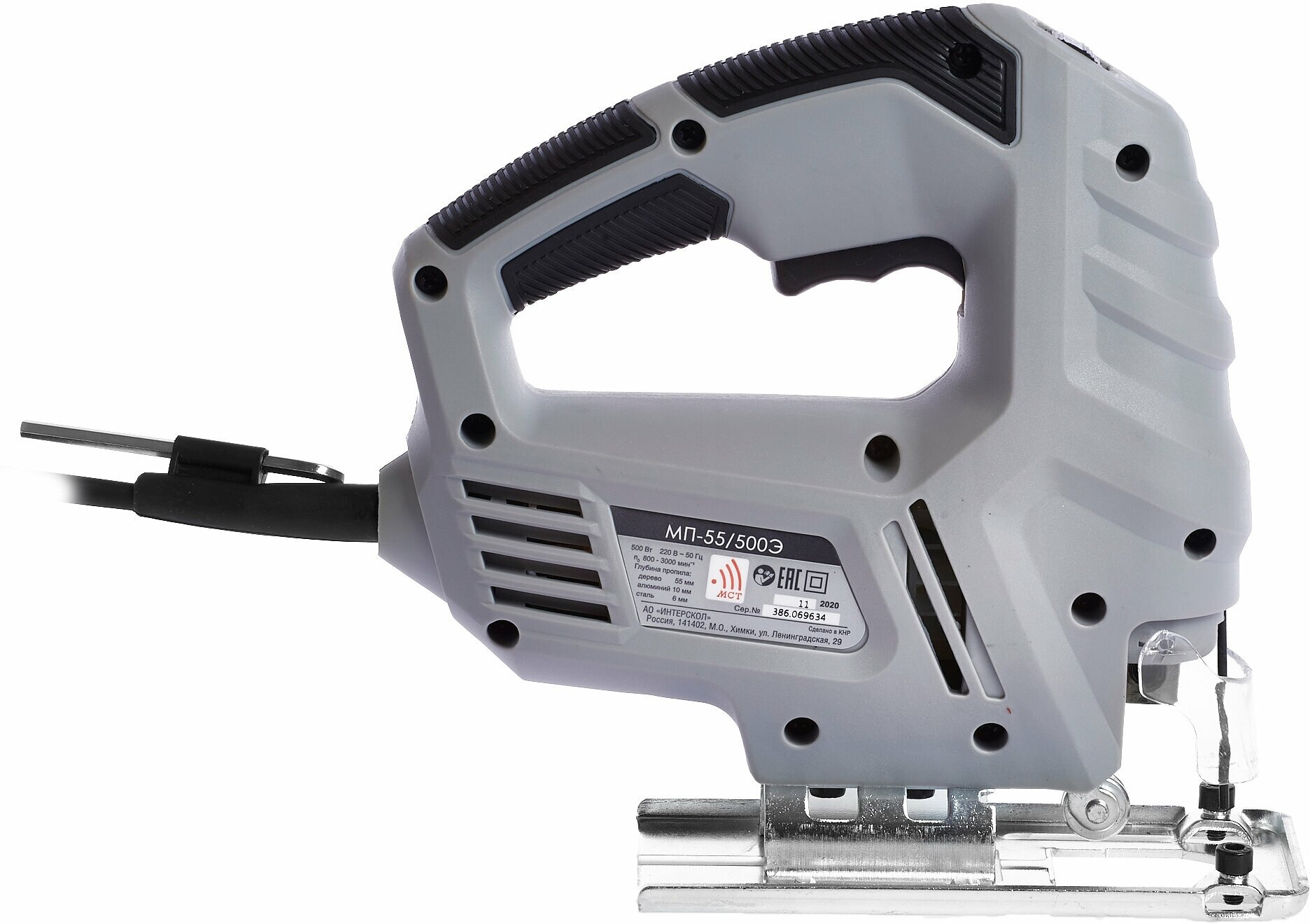 Электролобзик Интерскол МП-55/500Э (386.1.1.00), 500 Вт серый — фото 1