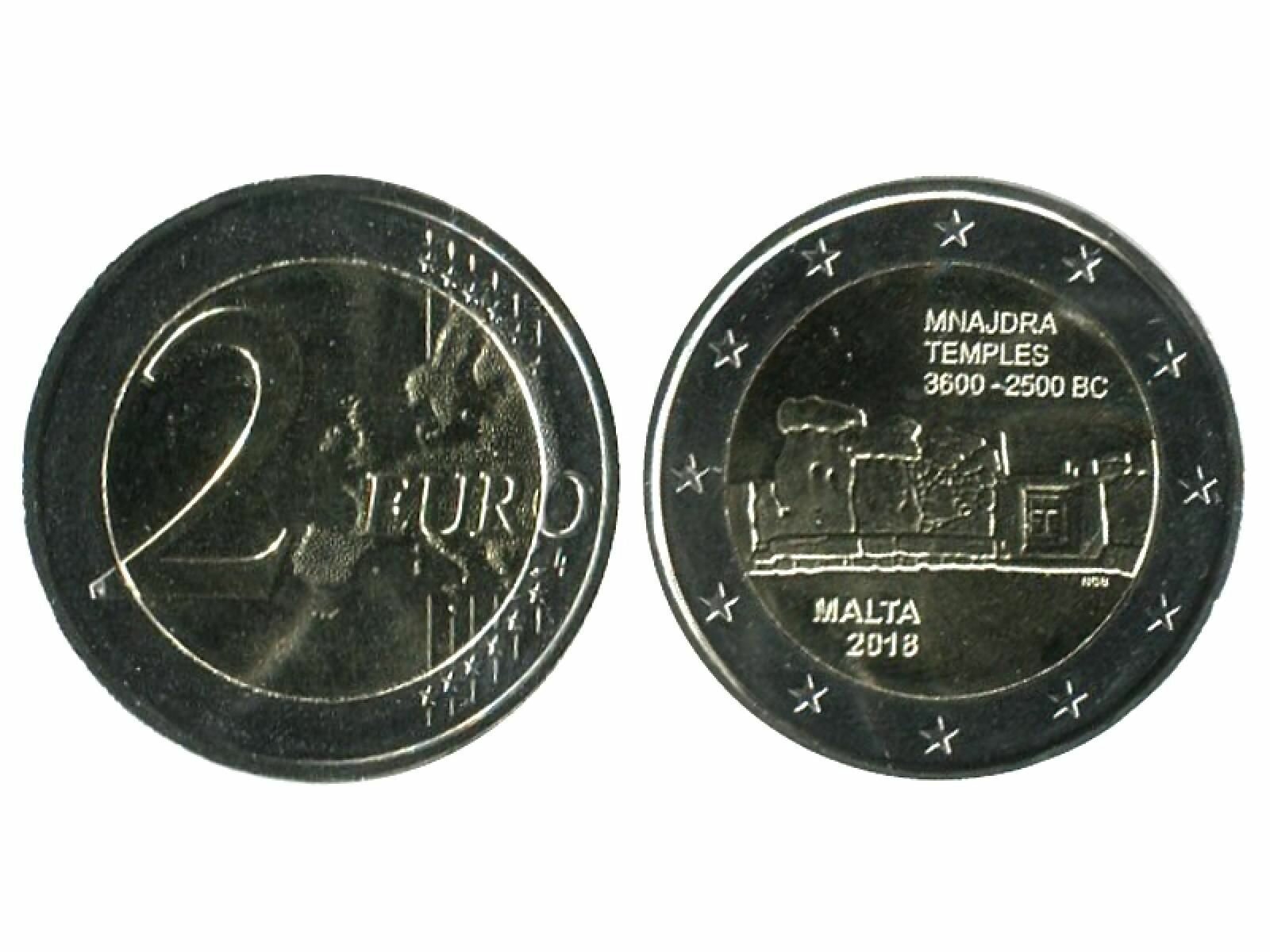 2 Евро Мальты 2018 Г  Храм Мнайдры  AU 