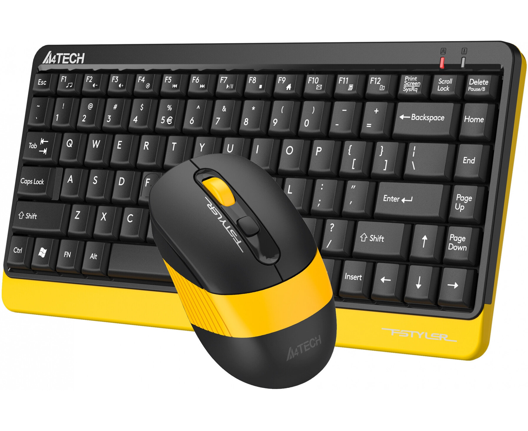 Клавиатура и мышь беспроводные A4Tech Fstyler FG1110, черный/желтый, USB, радио, Multimedia — фото 1
