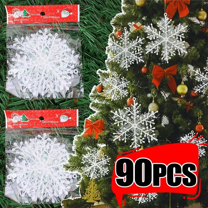 Пластиковые подвесные снежинки белые 6-18 см 30/60/90 шт 60PCS 8.5cm