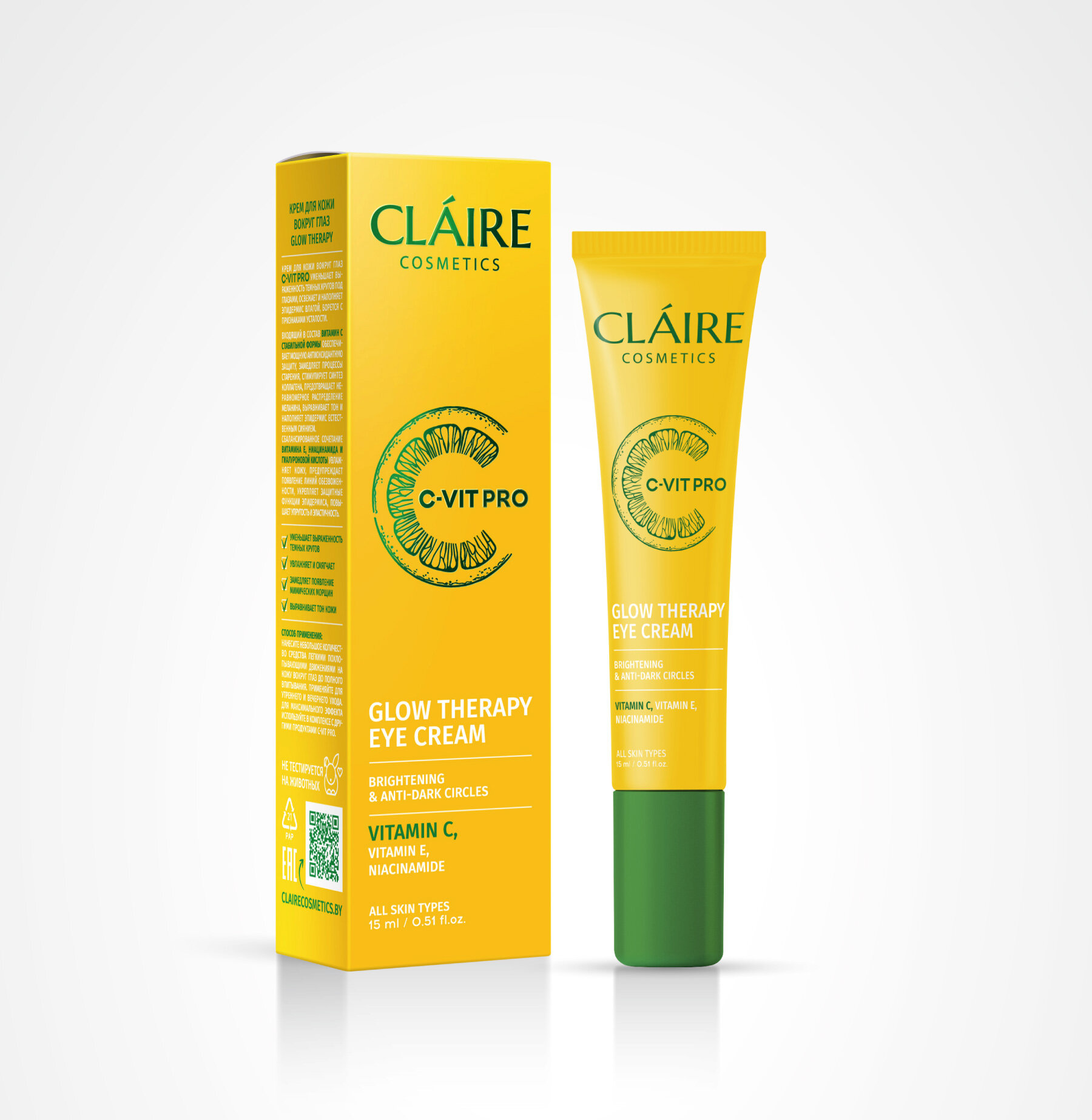 Claire Cosmetics C-VIT PRO Крем для кожи вокруг глаз GLOW THERAPY, 15мл