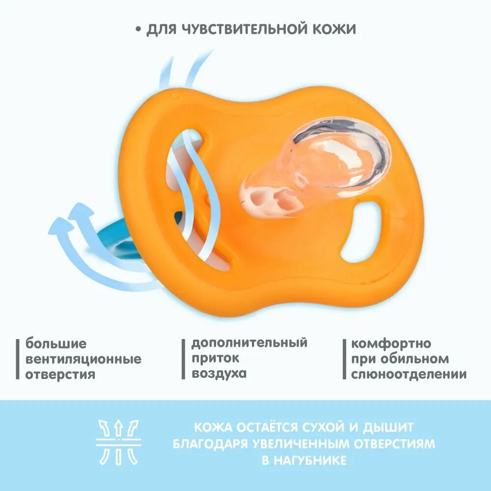 Пустышки И Прорезыватели Соска пустышка анатомическая от 6 мес, 2 шт. + контейнер, Крошка Я