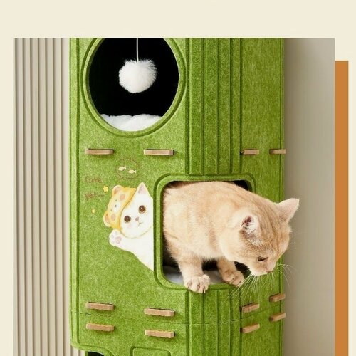Изображение товара Домик для кошек, войлок, светло-зелёный, крупный размер, 90 см x 37 см