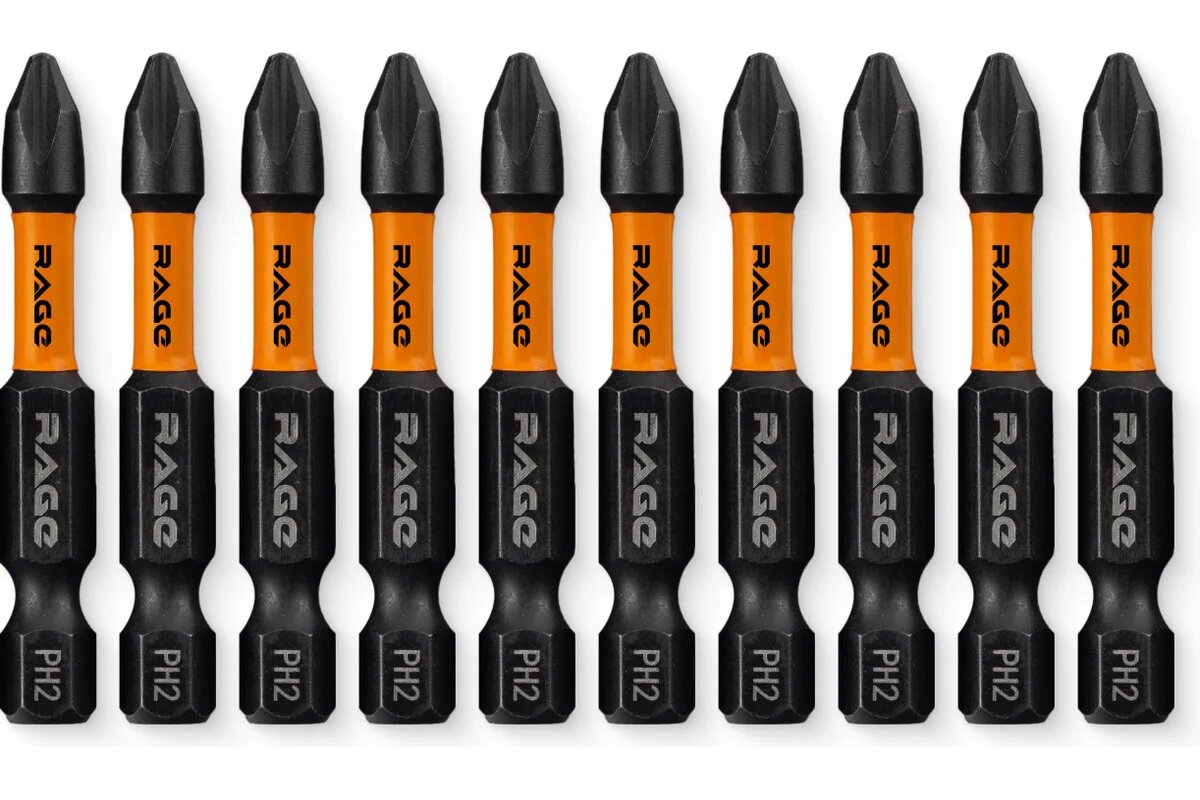 Биты ударные IMPACT S2 PH2 50 мм, набор 10 шт rage by VIRA 554123 для дрелей