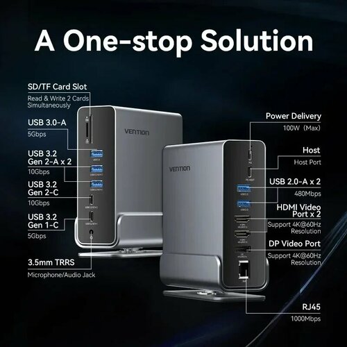 Vention 16-в-1 USB C Док-станция 16-In-1 Docking Stat 9542₽