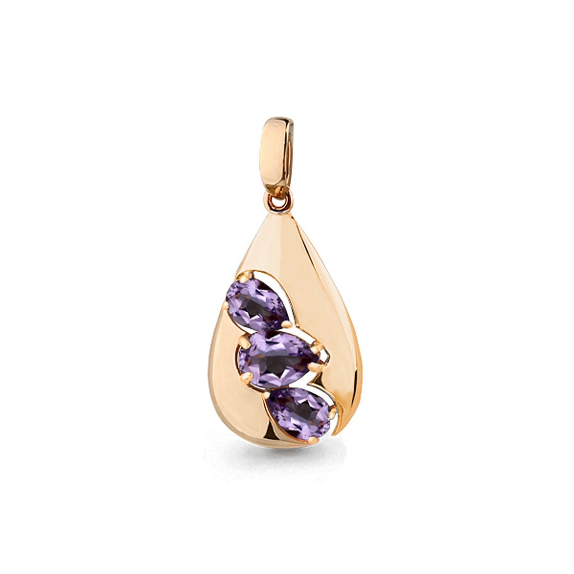Подвеска Diamant online, серебро, 925 проба, золочение, аметист