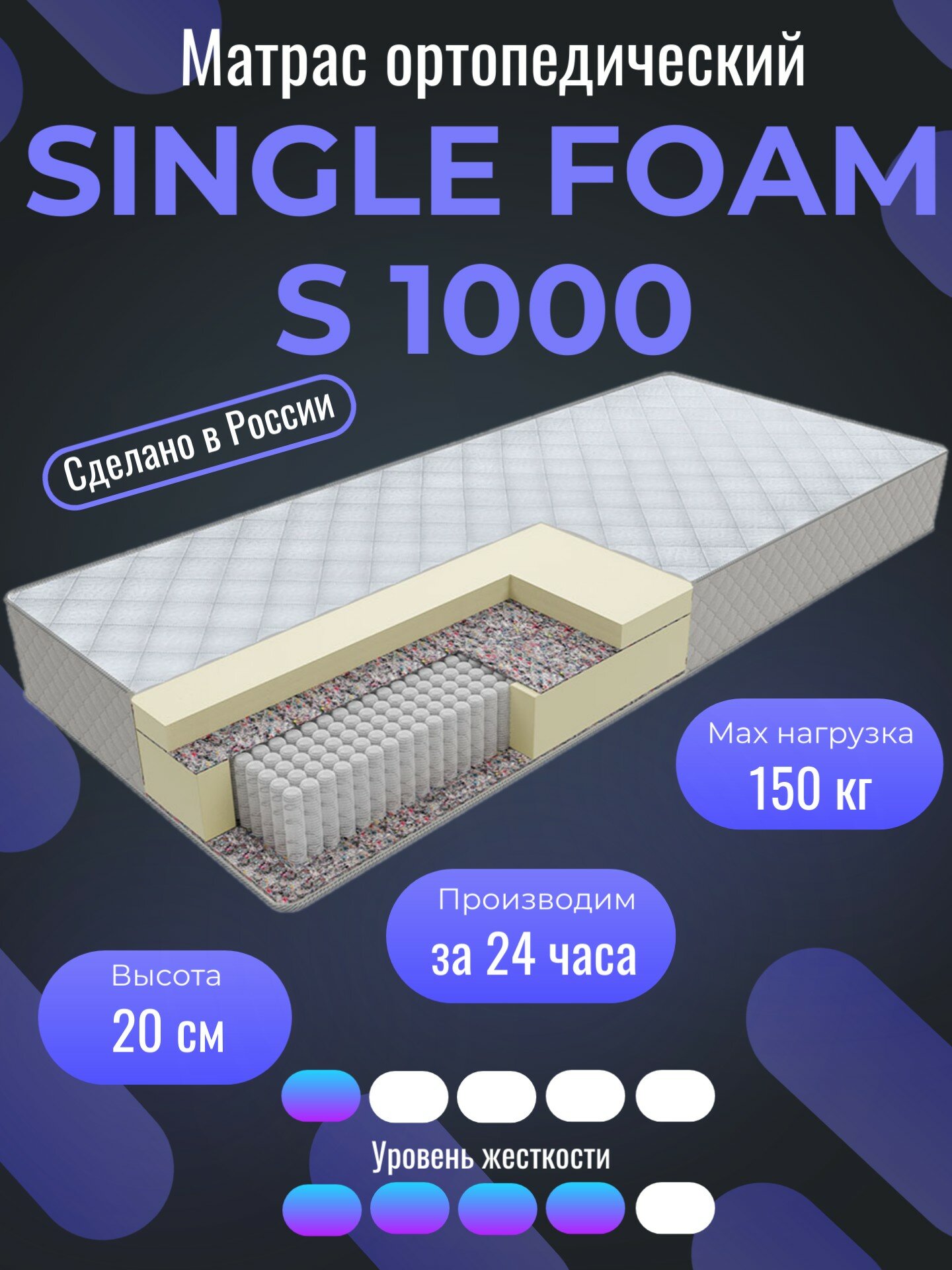 Матрас ортопедический VITA Single Foam (180х200), независимые пружины S 1000