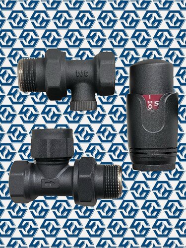 Изображение товара Монтажный комплект для радиатора 3/4 / Group HS / цвет Anthracite, термоголовка