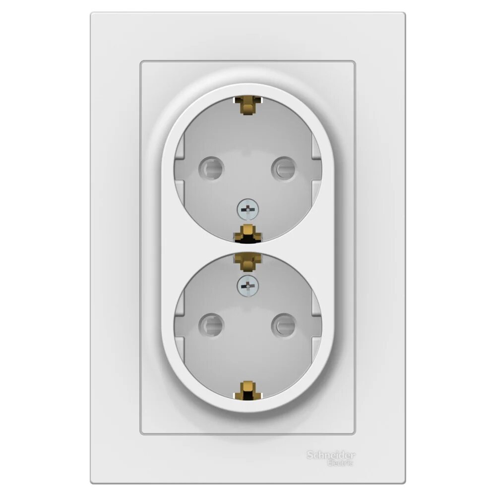 Розетка двойная с заземлением со шторками 16А Systeme Electric (Schneider Electric) Atlas Design, лотос - фото №1