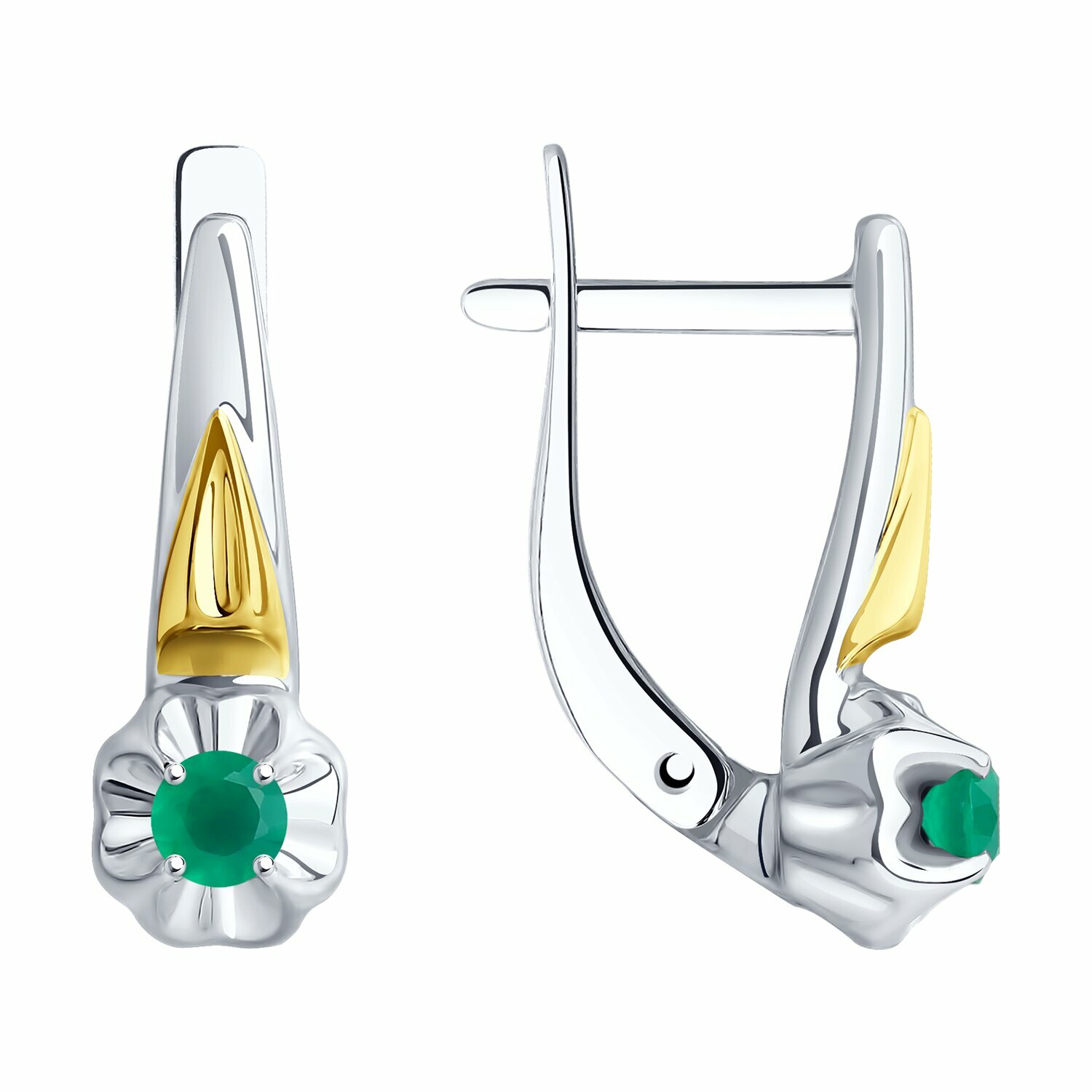 Серьги Diamant, серебро, 925 проба, агат, размер 18 мм