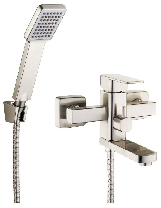 Смеситель для ванны с душем/ для душевой кабины/ с коротким поворотным изливом / кран для ванной ZEGOR LEB3-A123KH, цвет: сатин