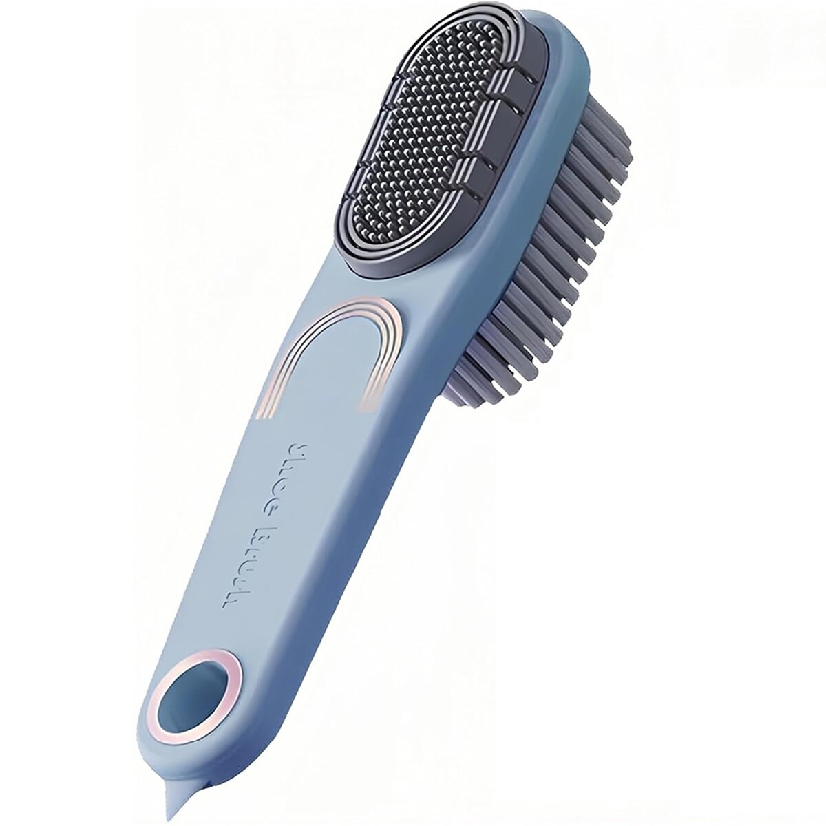 Двусторонняя щётка, скребок для обуви и одежды, голубая