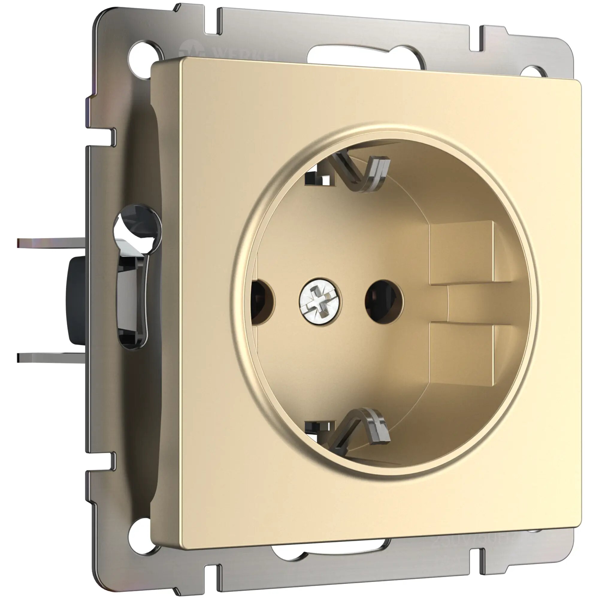 Встраиваемая розетка с заземлением Werkel в цвете шампань