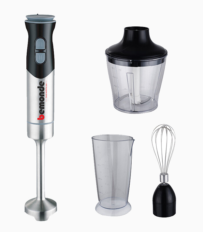 Погружной блендер 3+1 Bemonde BM-HB1007, 800Вт, 2 скорость, металический корпус и болышой чоппер — фото 1