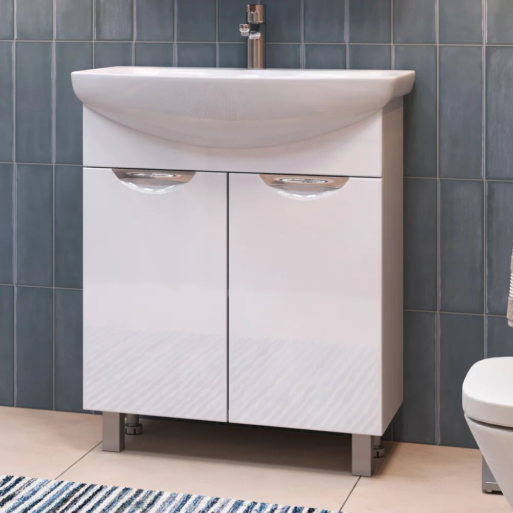 Тумба с раковиной Vigo Callao 70 напольная 71 5 см из МДФ из фарфора белая полукруглая в современном стиле