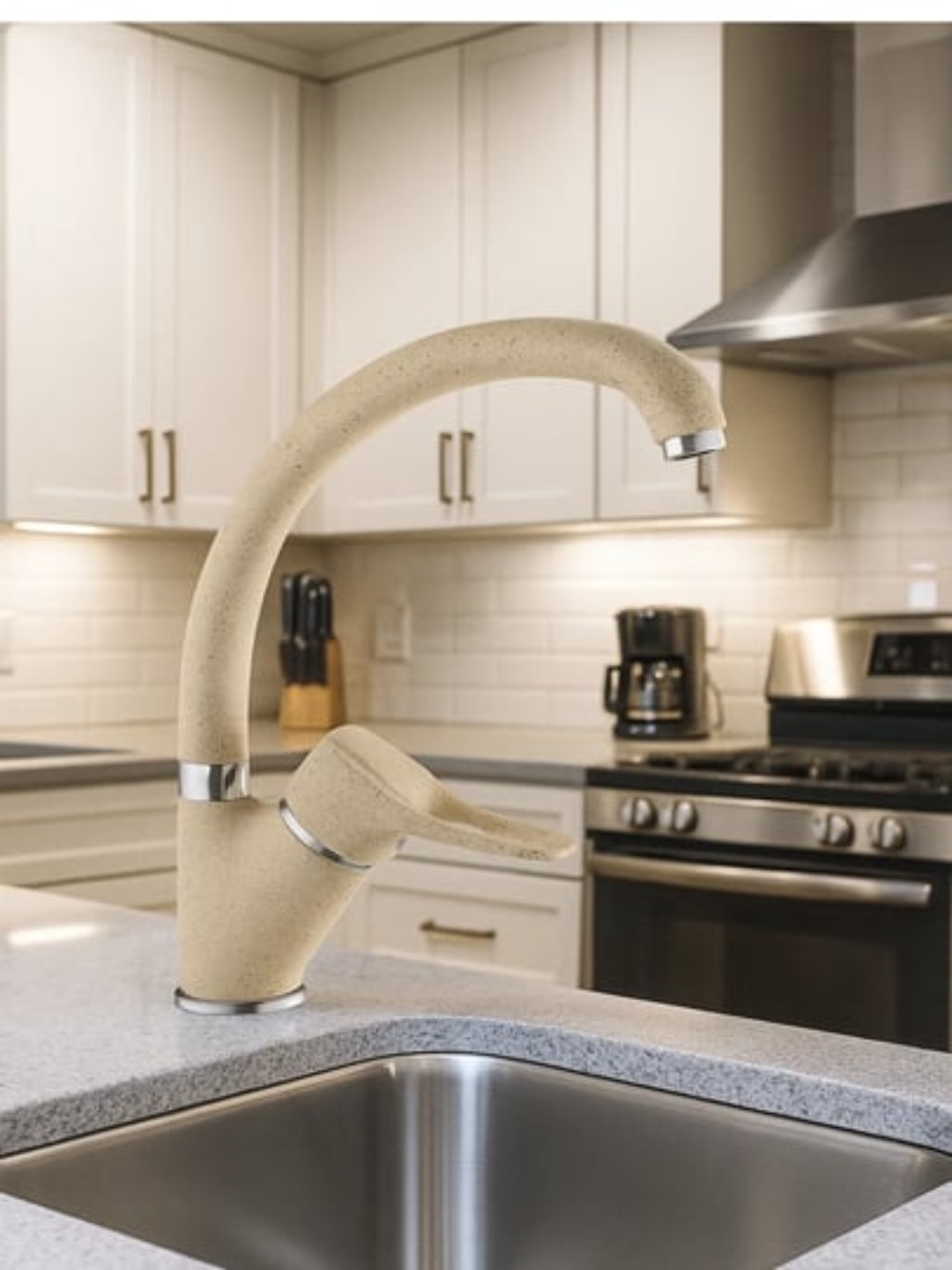 Смеситель для кухни из латуни с высоким изливом и однорычажным управлением