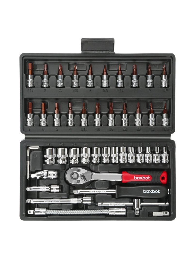Набор бит и торцевых головок с трещоткой Boxbot WR-46 1/4